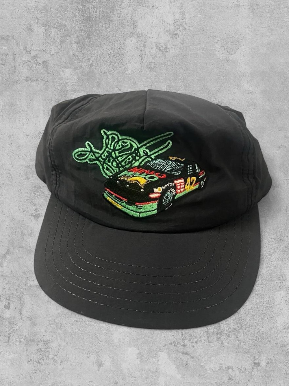 Embroidered mellow yellow Racing cap Kyle Petty